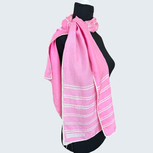 Vintage Givenchy Pink White Striped Silk Rectangular Scarf 60s 70s